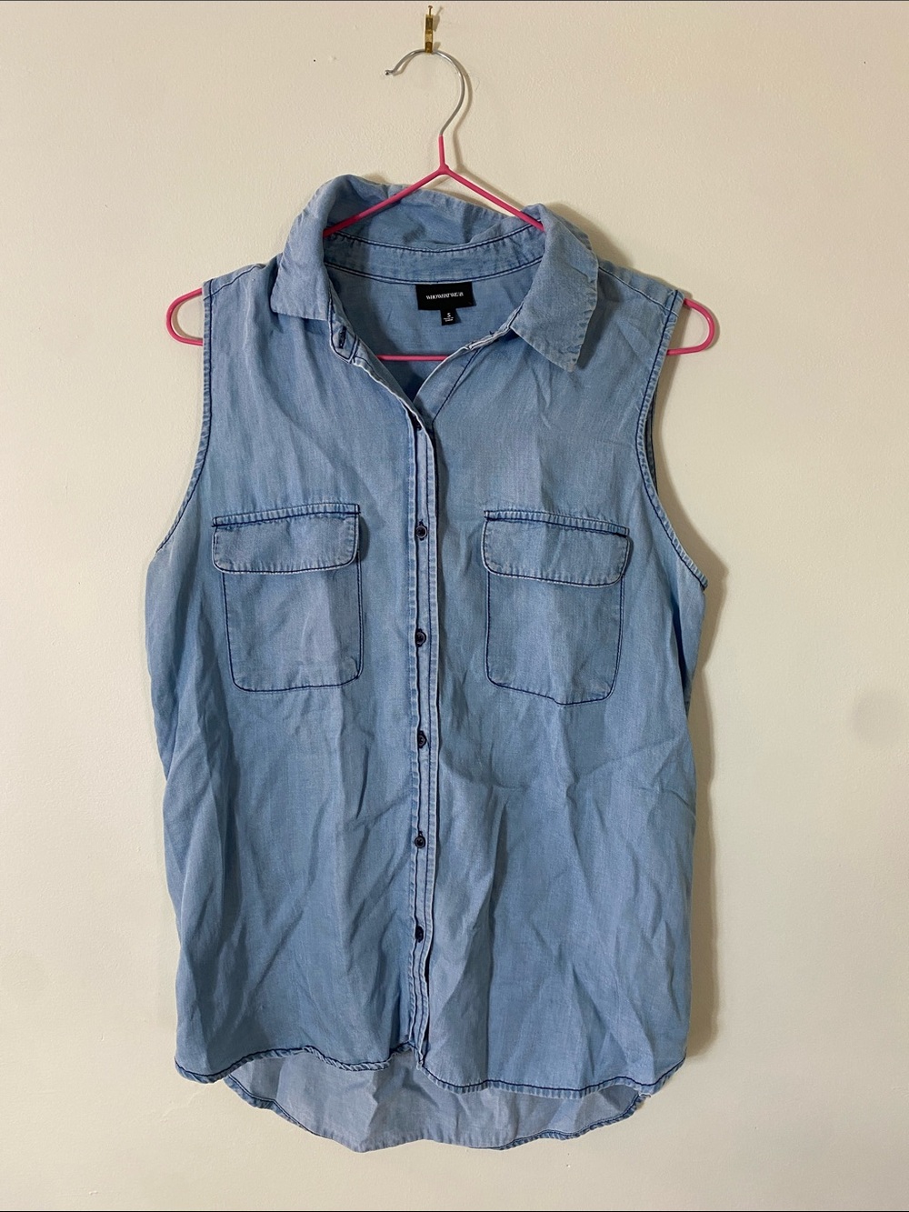 Denim Style Vest Lightweight Layers Button Up